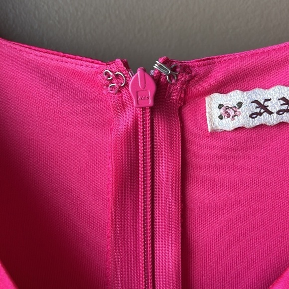 HOT PINK Black Bow Appliqué Mini Dress Size XXS - Picture 4 of 13